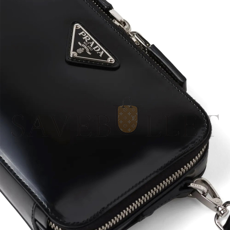 PRADA ZIPPERED LEATHER MESSENGER BAG 2VH070 (19*12.5*5.5cm)